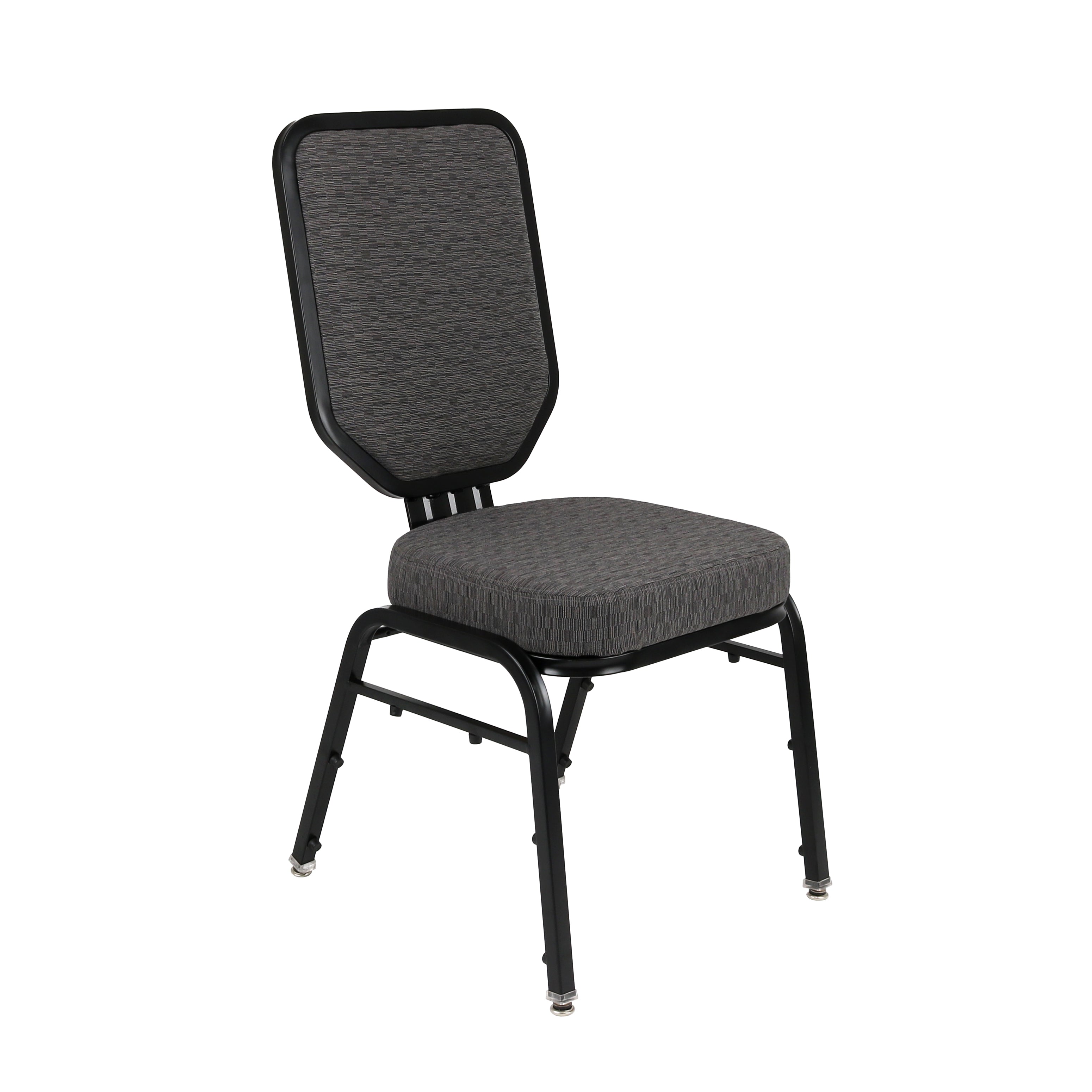 NPS® 9600 Series Premium Fabric Upholstered Flex-Back Banquet Chair, Surface Color: Morticia Onyx, Frame Color: Black Gloss