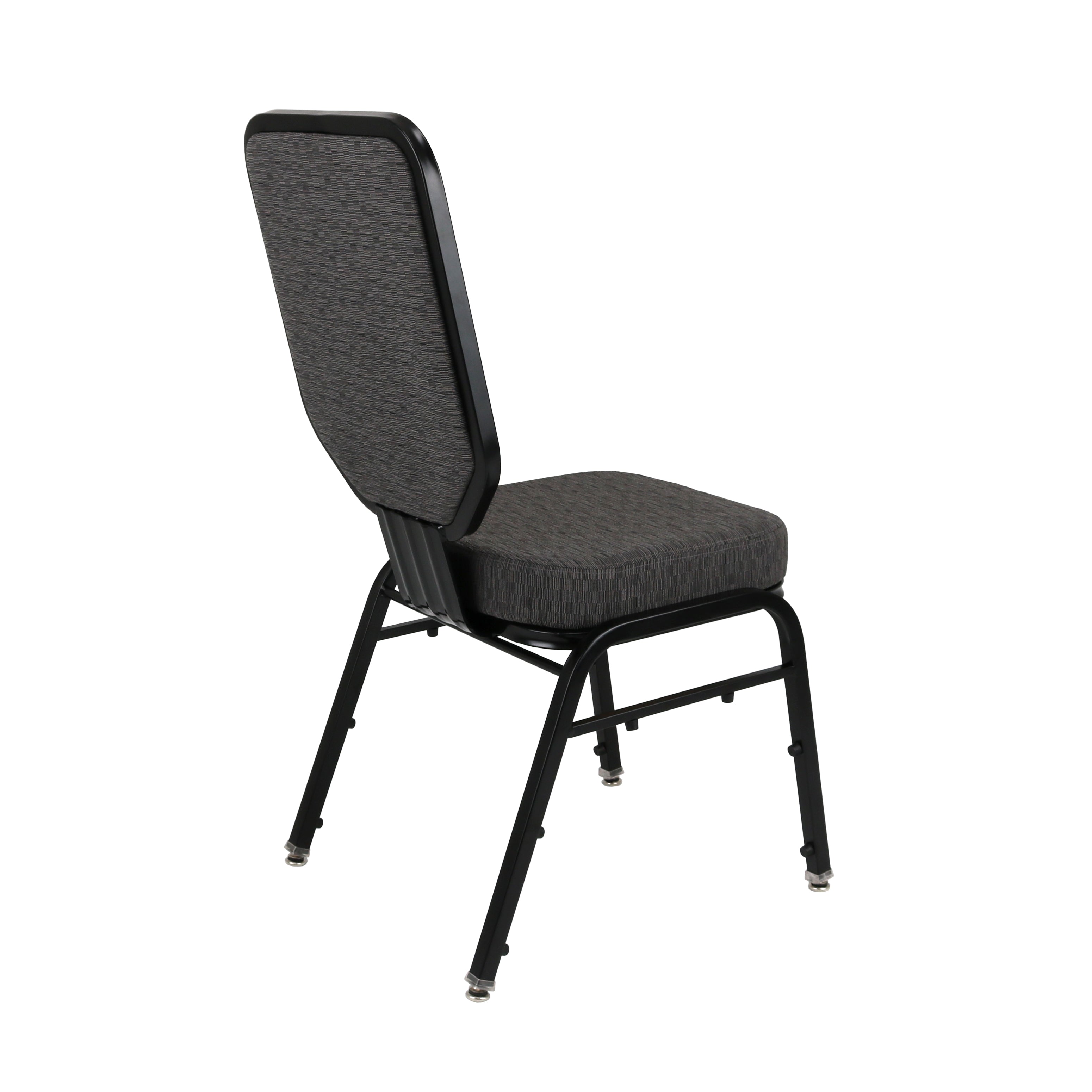 NPS® 9600 Series Premium Fabric Upholstered Flex-Back Banquet Chair, Surface Color: Morticia Onyx, Frame Color: Black Gloss