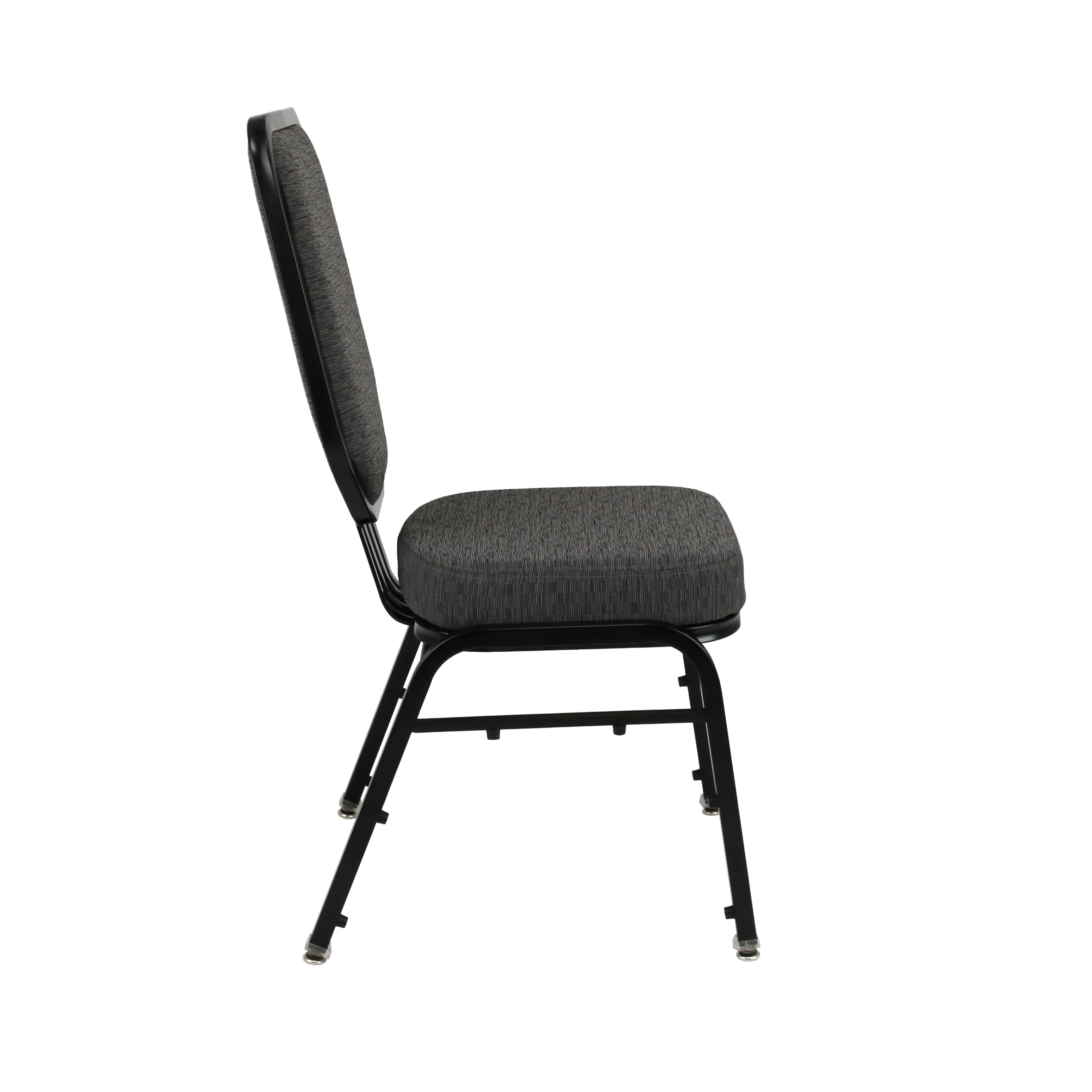 NPS® 9600 Series Premium Fabric Upholstered Flex-Back Banquet Chair, Surface Color: Morticia Onyx, Frame Color: Black Gloss