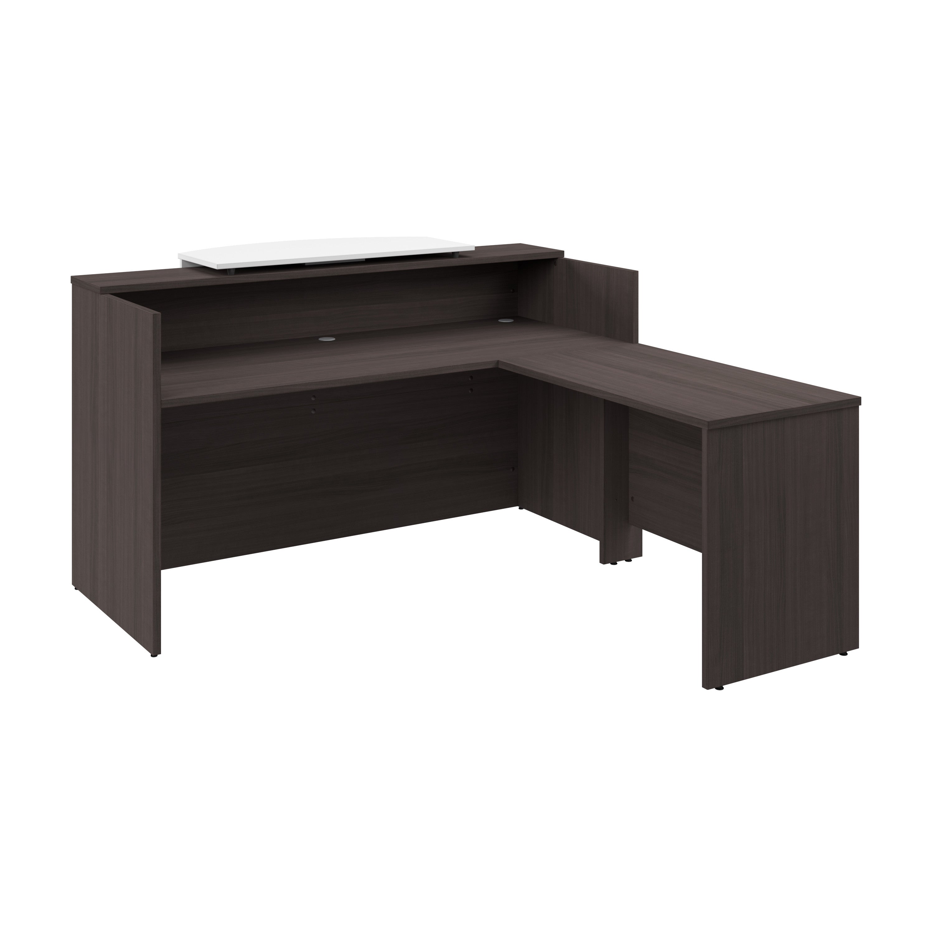 Bush Business Furniture Arrive 72W x 72D L Shaped Reception Desk with Counter in Storm Gray - 71.02" Width x 71.14" Depth x 40.35" Height