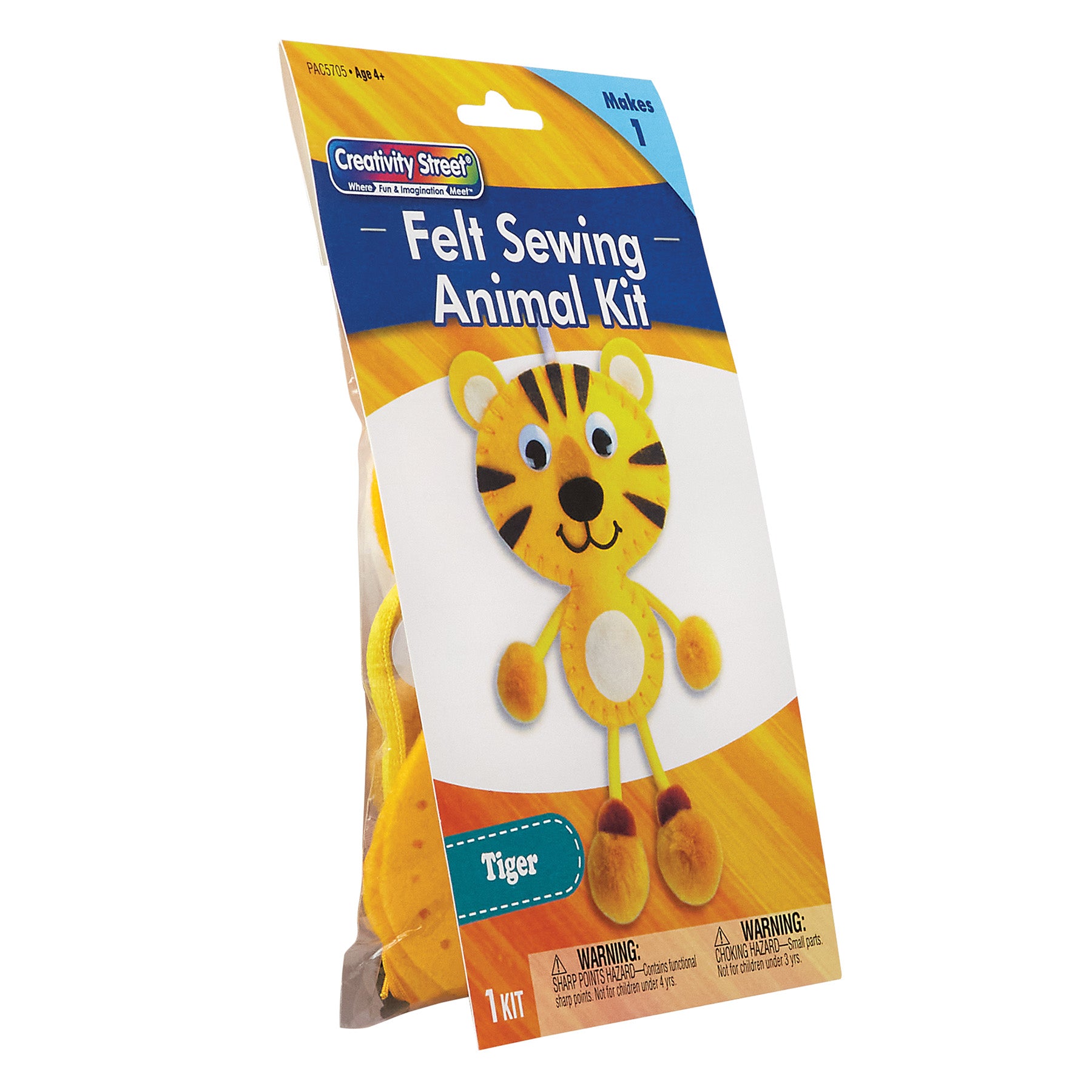 Felt Sewing Animal Kit, Tiger, 4.25" x 10.75" x 0.75", 1 Kit