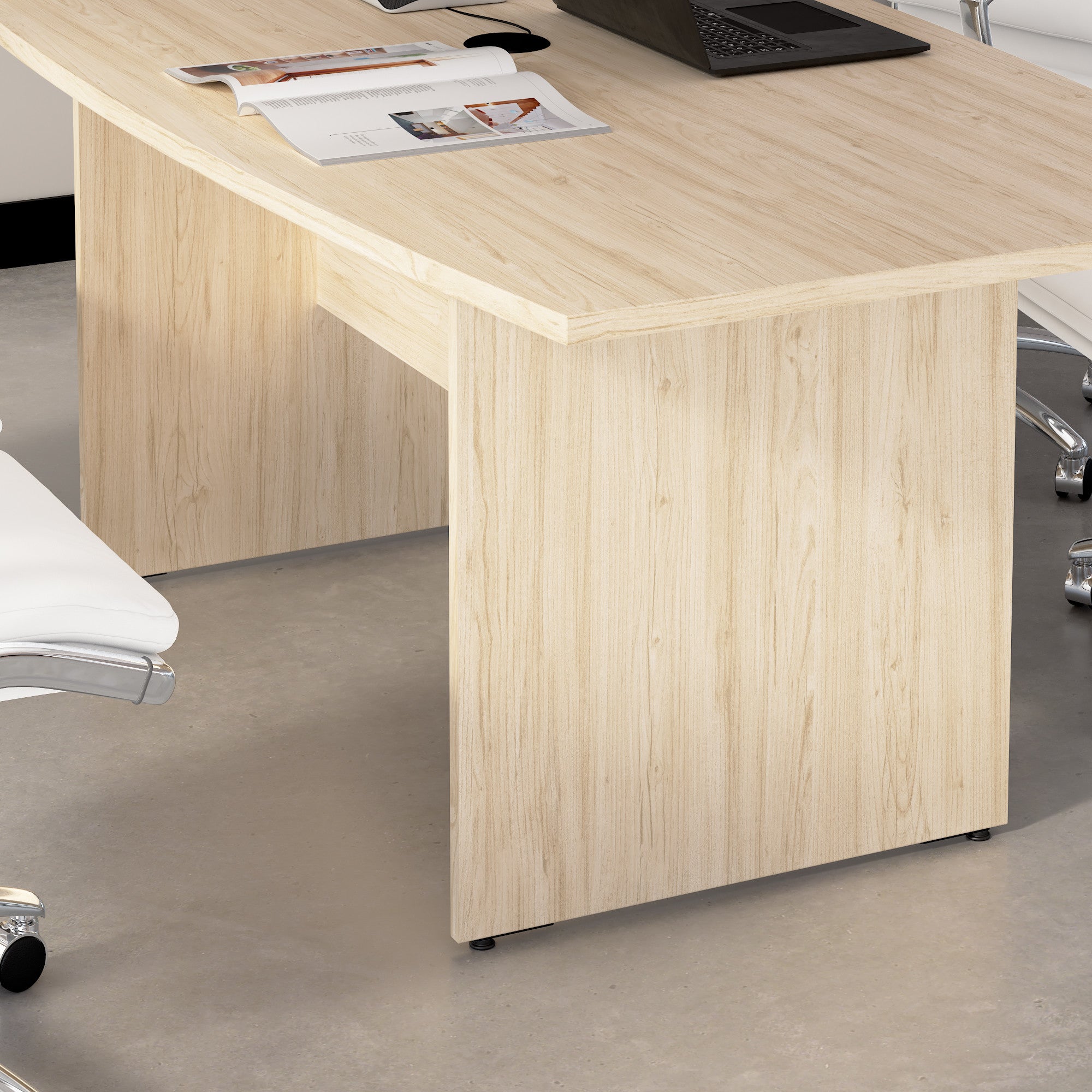Bush Business Furniture 72-inch Office Conference Table with Wood Base in Natural Elm - 71.54" Width x 35.98" Depth x 30.33" Height