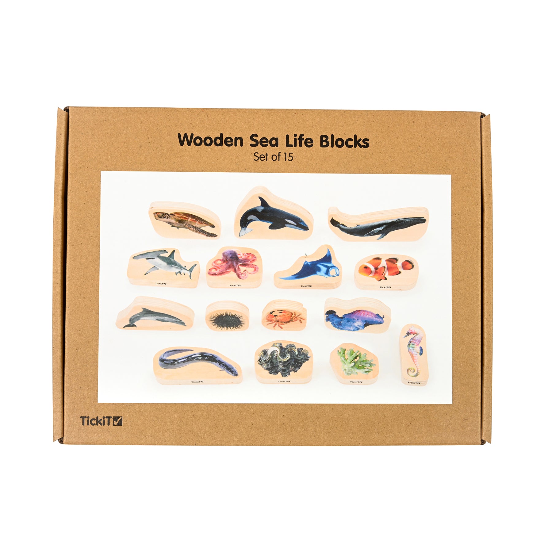 Wooden Sea Life Blocks - Set of 15