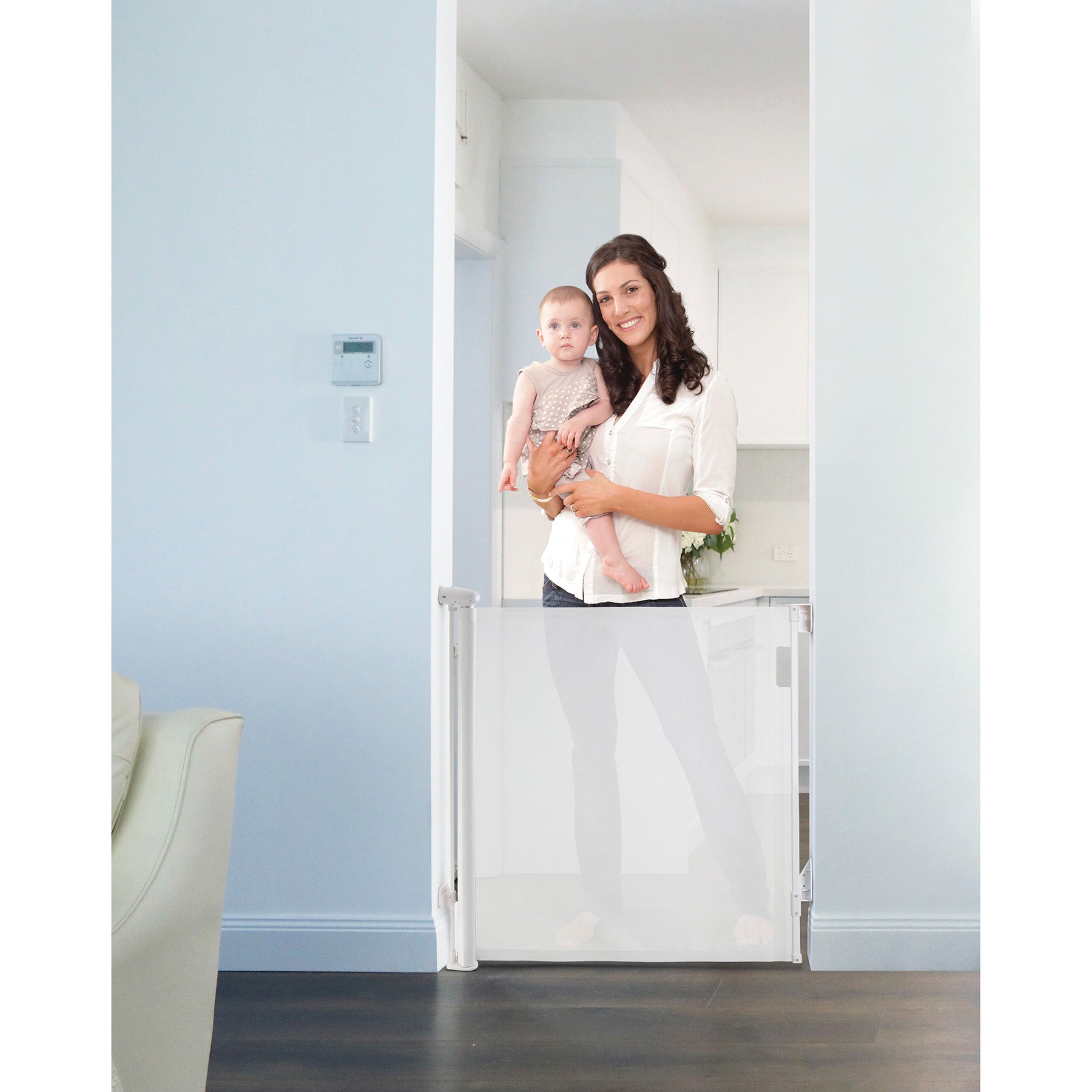 Glide 'N Hide Extra Tall Retractable Baby Gate, White