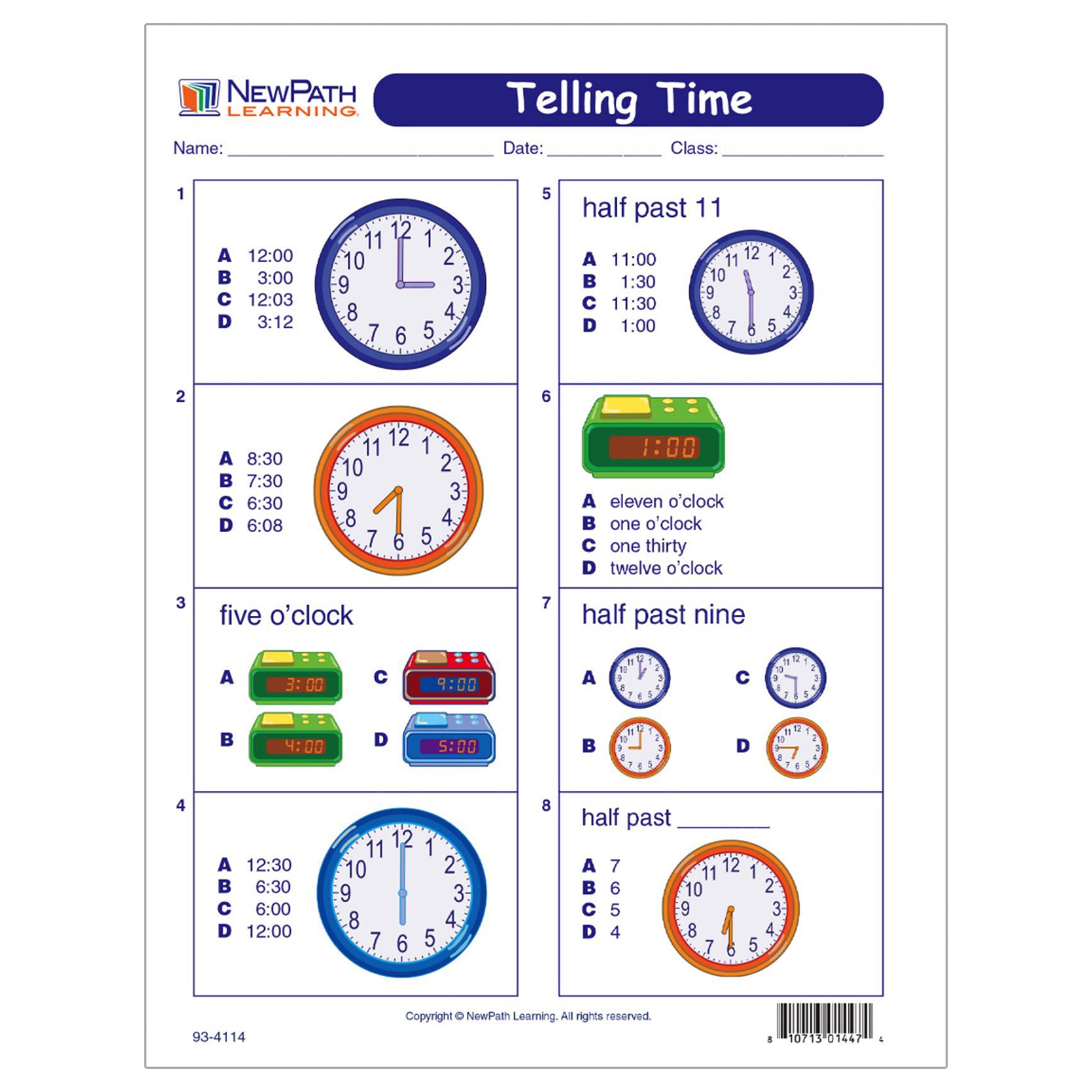 Math Learning Centers, Telling Time, Grade 1-3