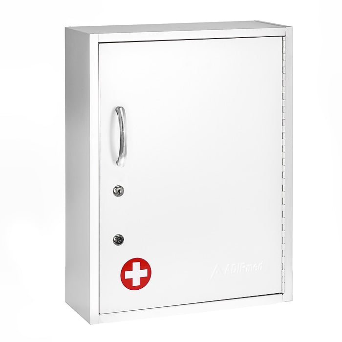 21 in. H x 16 in. W Dual Lock Surface-Mount Medical Security Cabinet in White with Pull-Out Shelf and Document Pocket 2 Pack