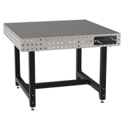 Welding Fixture Table, Fixed Height, 36"H x 48"L x 48"D, 1/4" Carbon Steel Top, Four Black Powdercoat Legs, Self-Leveling Feet
