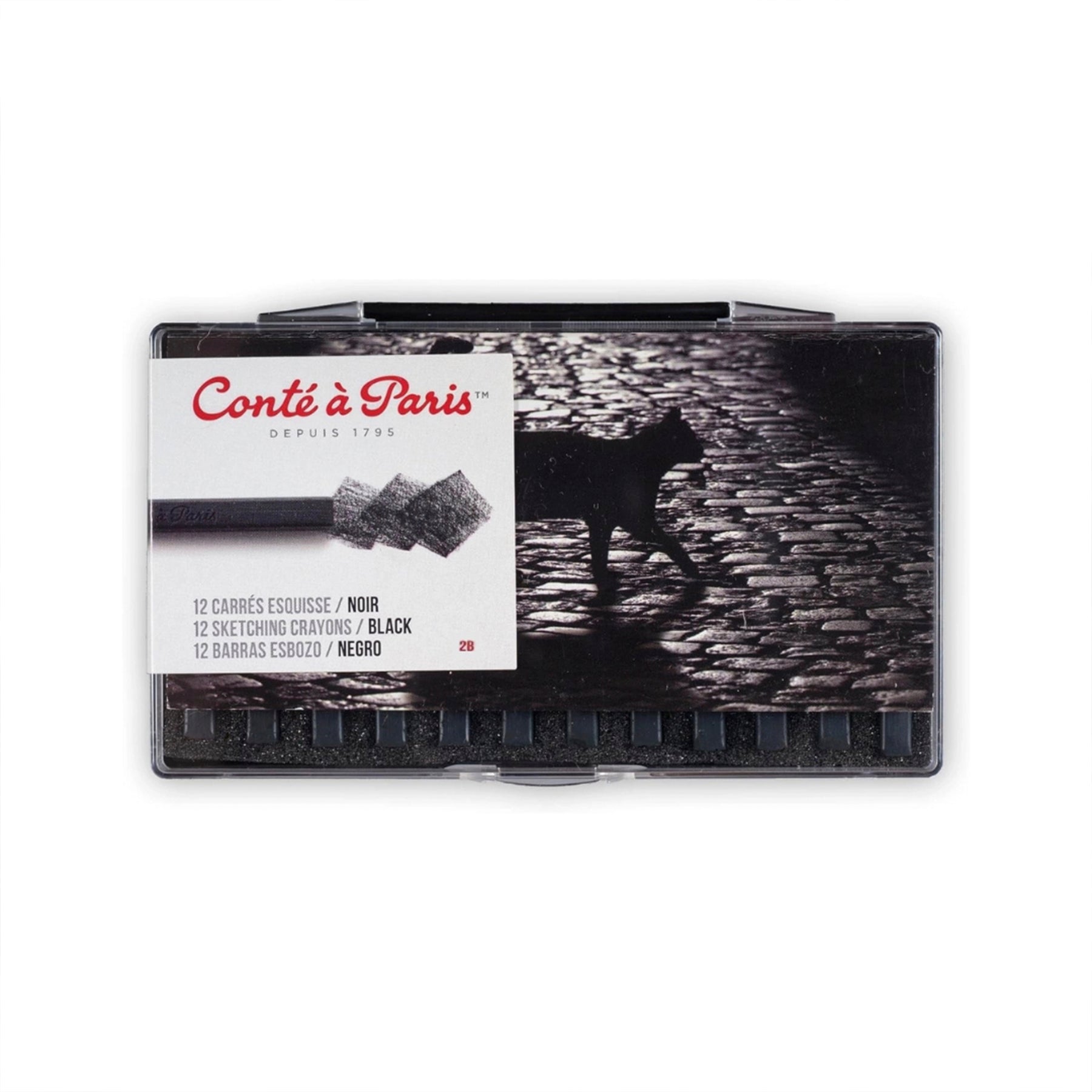 Carrés Esquisse Sketching Crayons, Black 2B (2460 / 2B), Set of 12