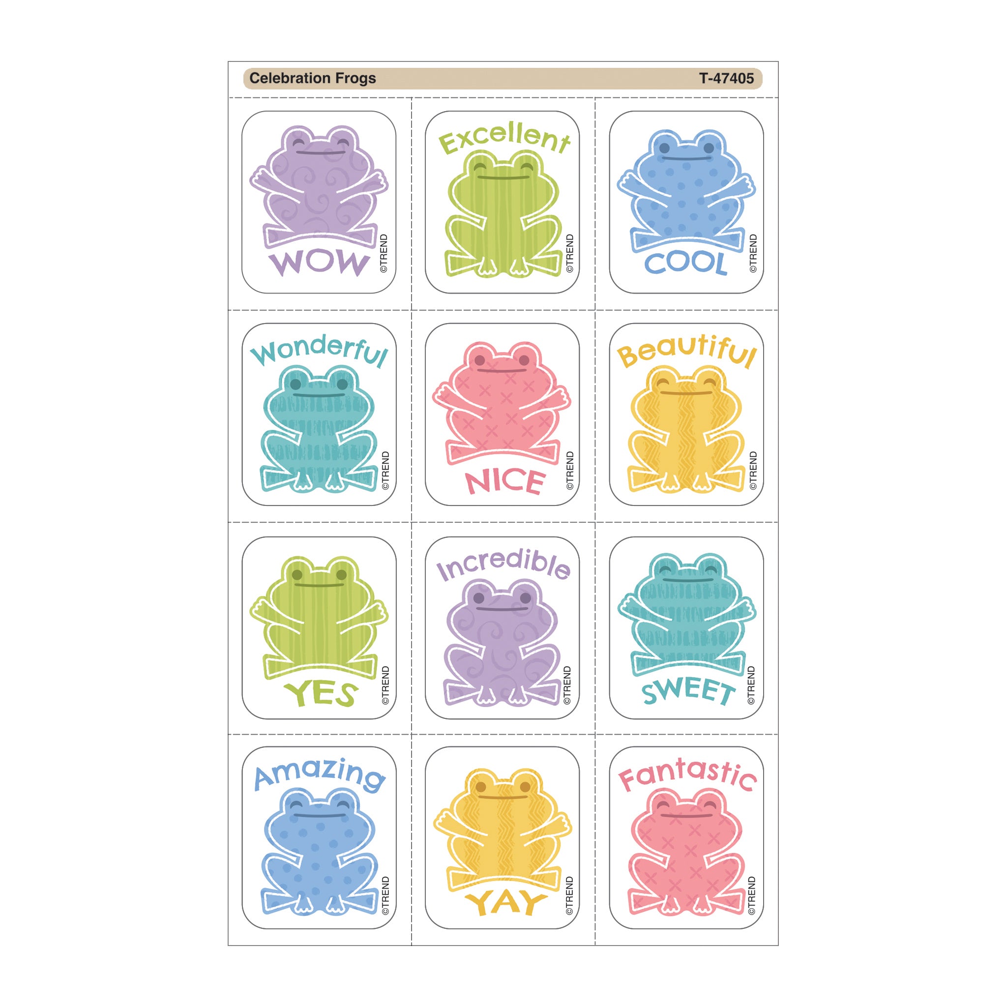 Celebration Frogs Tear & Share Stickers®, 60 Count