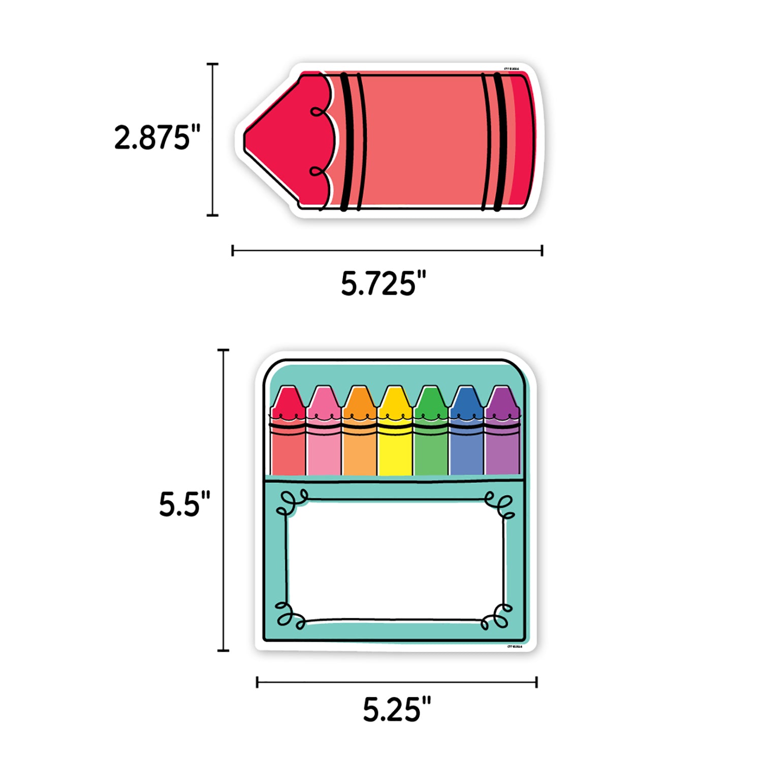 Core Decor Doodle Crayons 6" Designer Cut-Outs, Pack of 54