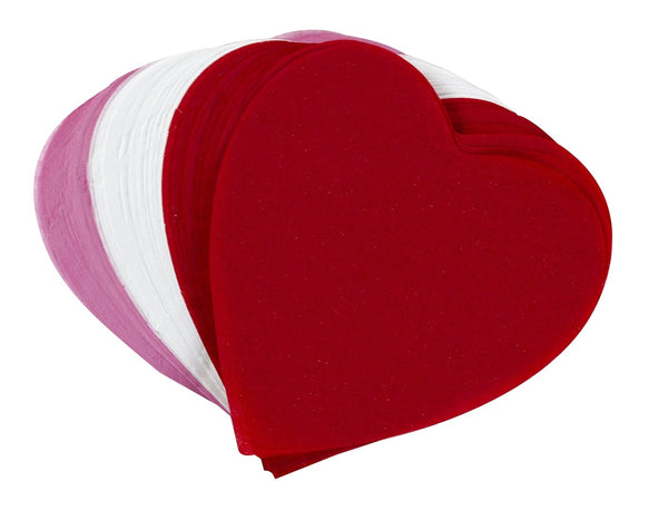 Tissue Shapes - 180 ct., 6" Hearts in Red, White & Pink
