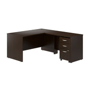 Bush Business Furniture Series C 60W L Shaped Desk with 42W Return and Mobile File Cabinet in Mocha Cherry - 59.45" Width x 71.02" Depth x 29.84" Height
