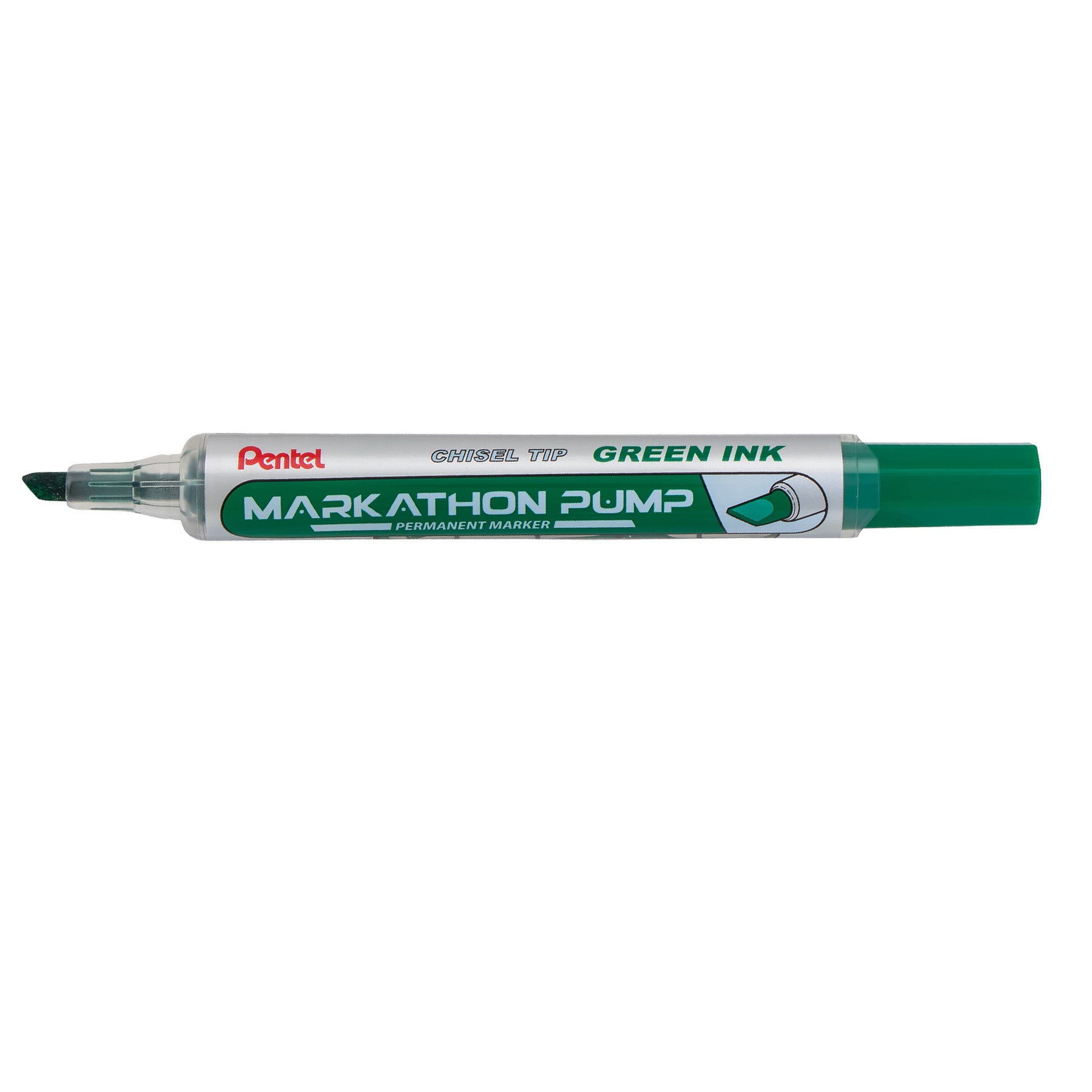 Markathon Pump Permanent Marker, Chisel Tip, Green Ink, 1 Dozen