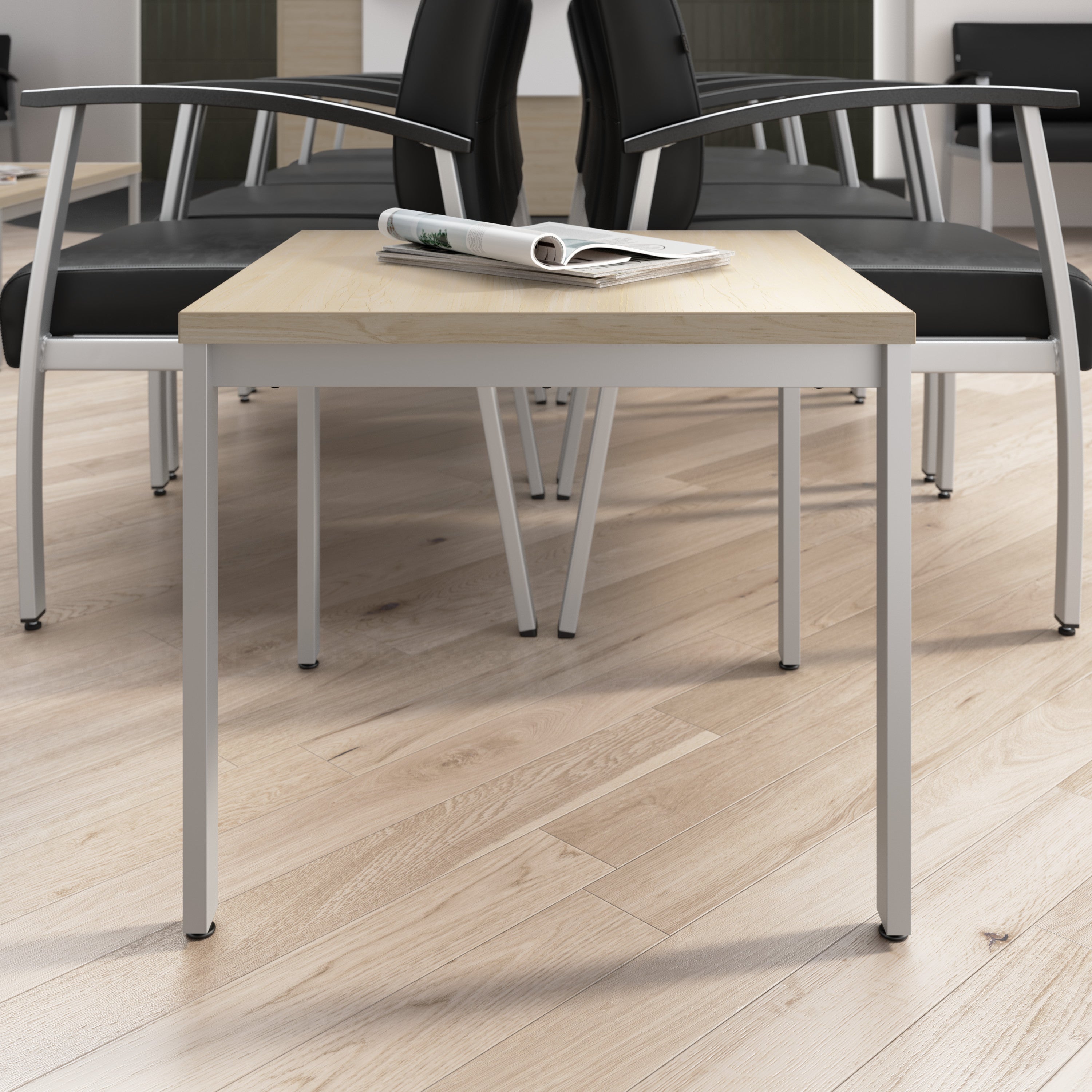 Bush Business Furniture Arrive Waiting Room End Table in Natural Elm - 23.35" Width x 23.35" Depth x 20.1" Height