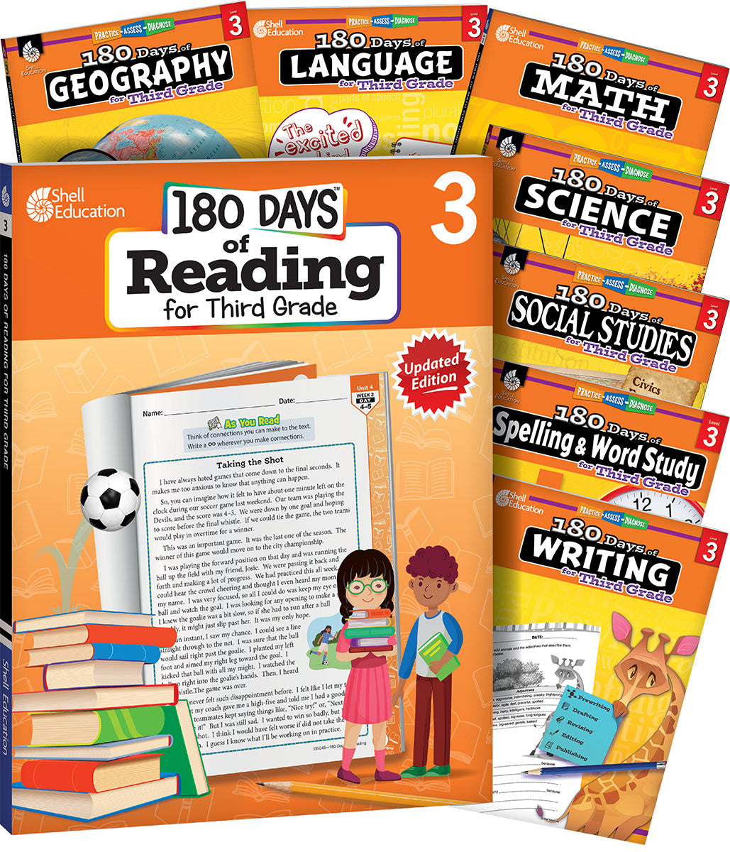 180 Days™ Bundle Grade 3: 8-Book Set, Practice, Assess, Diagnose