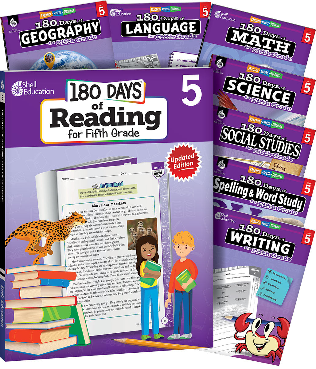 180 Days™ Bundle Grade 5: 8-Book Set, Practice, Assess, Diagnose