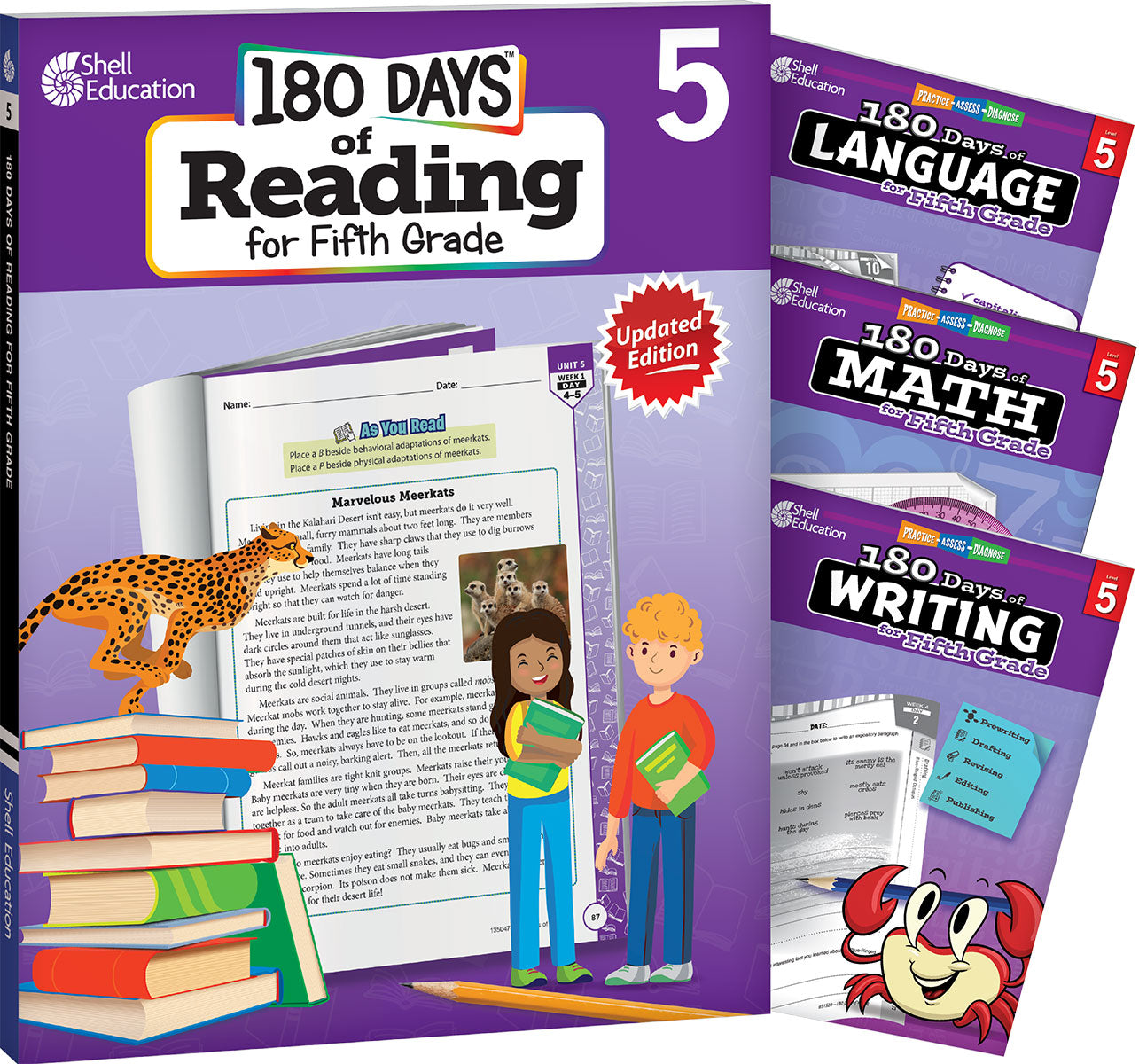 180 Days™: Reading, Math, Writing, & Language for Grade 5: 4-Book Set, Practice, Assess, Diagnose