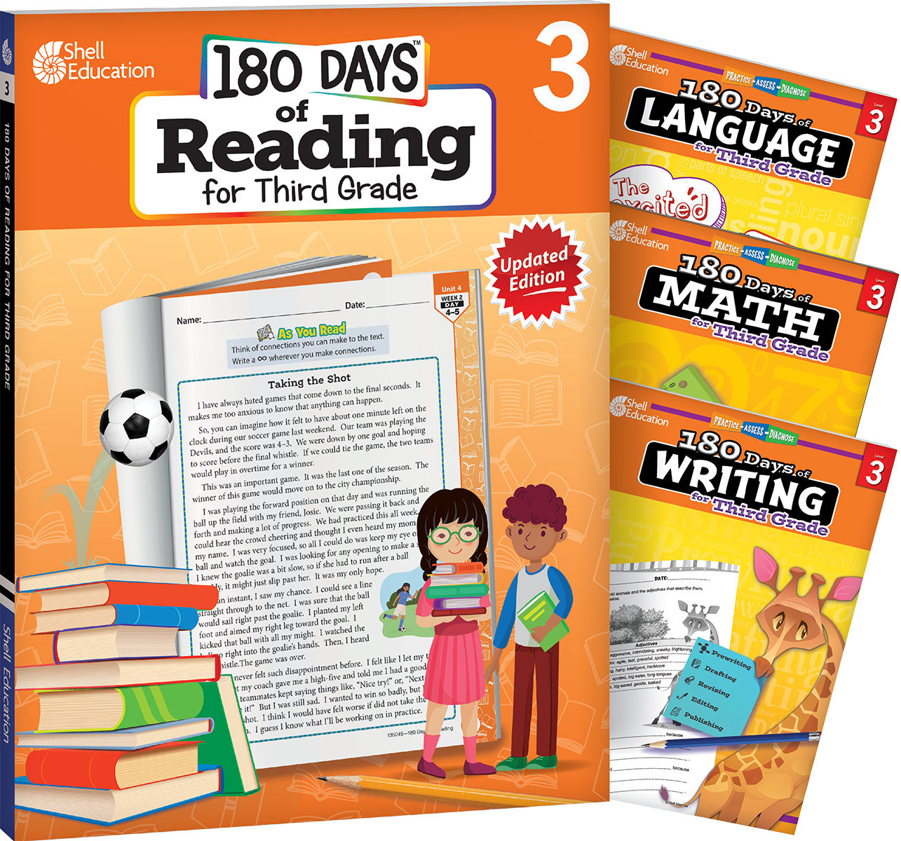 180 Days™: Reading, Math, Writing, & Language for Grade 3: 4-Book Set, Practice, Assess, Diagnose
