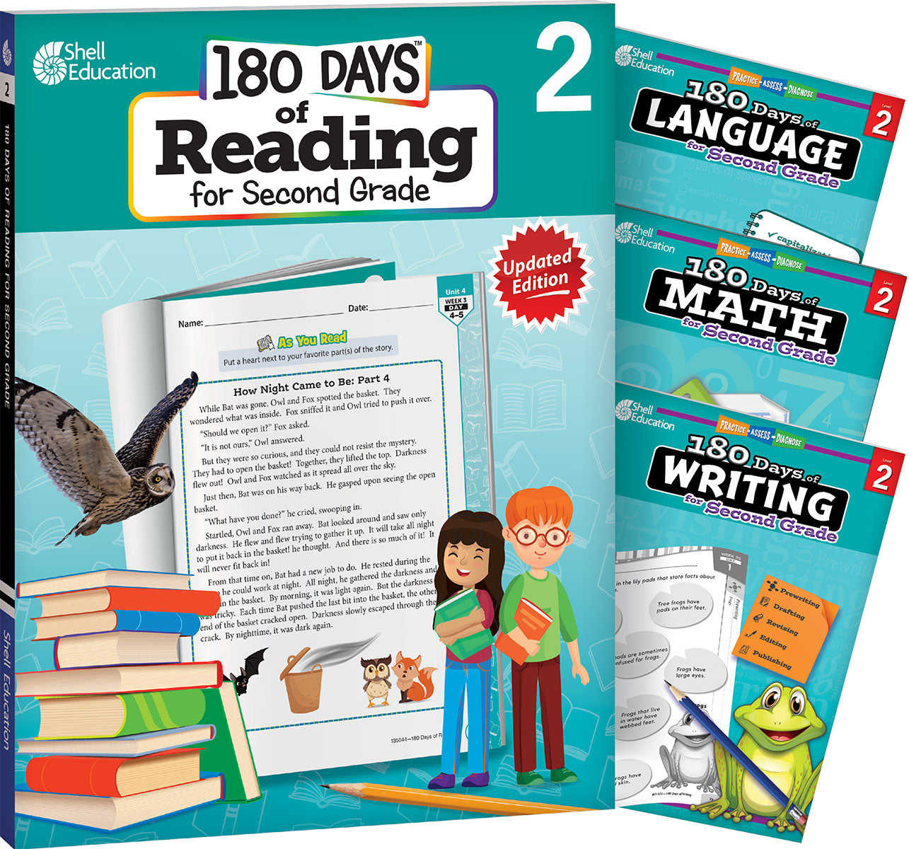 180 Days™: Reading, Math, Writing, & Language for Grade 2: 4-Book Set, Practice, Assess, Diagnose