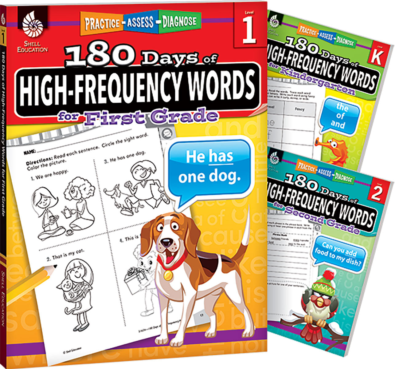 180 Days™: High Frequency Words for K-2, 3-Book Set, Practice, Assess, Diagnose