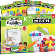 180 Days™: Reading, High-Frequency Words, Math, Problem Solving, Writing, & Language for Grade K: 6-Book Set, Practice, Assess, Diagnose