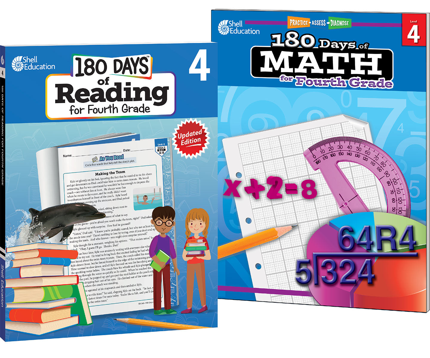 180 Days™: Reading & Math for Grade 4: 2-Book Set, Practice, Assess, Diagnose