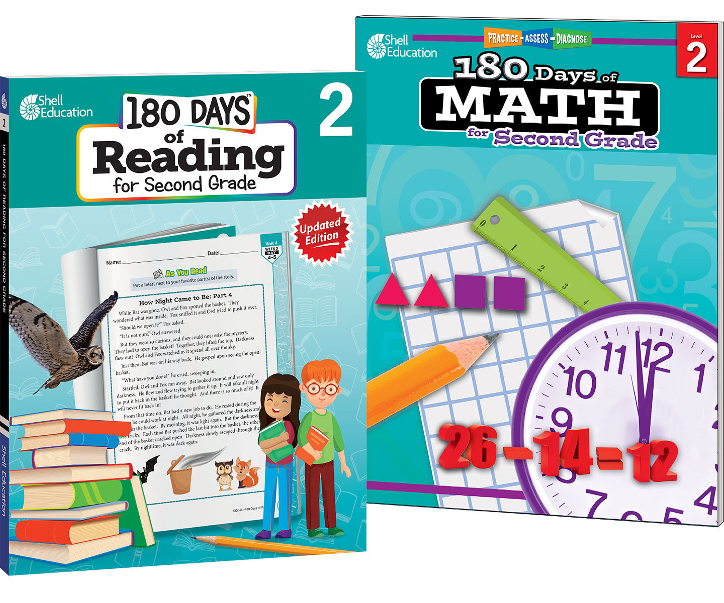 180 Days™: Reading & Math Grade 2: 2-Book Set, Practice, Assess, Diagnose