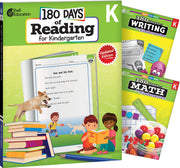 180 Days™: Reading, Writing and Math for Grade K: 3-Book Set, Practice, Assess, Diagnose