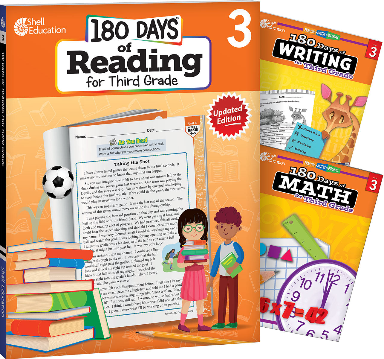 180 Days™: Reading, Writing and Math for Grade 3: 3-Book Set, Practice, Assess, Diagnose