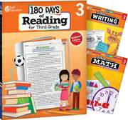 180 Days™: Reading, Writing and Math for Grade 3: 3-Book Set, Practice, Assess, Diagnose