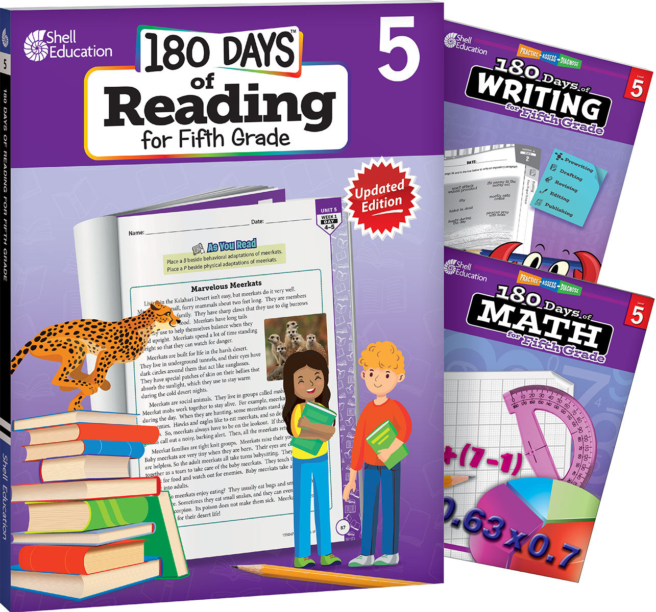 180 Days™: Reading, Writing and Math for Grade 5: 3-Book Set, Practice, Assess, Diagnose