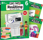 180 Days™: Reading, Writing and Math for Grade 6: 3-Book Set, Practice, Assess, Diagnose