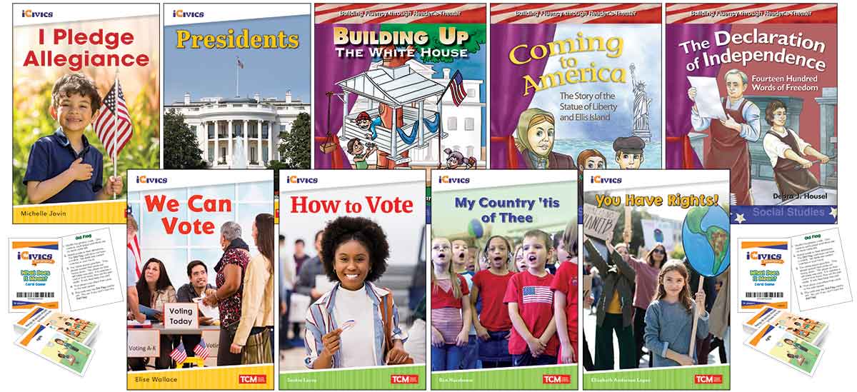 American Democracy, Voting, & Elections 9-Book Set plus 2-Card Decks for Grades K-1