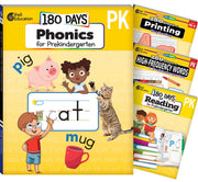 180 Days™ Phonics, High-Frequency Words, Reading, and Printing: Prekindergarten: 4-Book Set