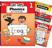 180 Days™ Phonics, High-Frequency Words, Reading 2nd Edition, and Printing: Grade 1: 4-Book Set