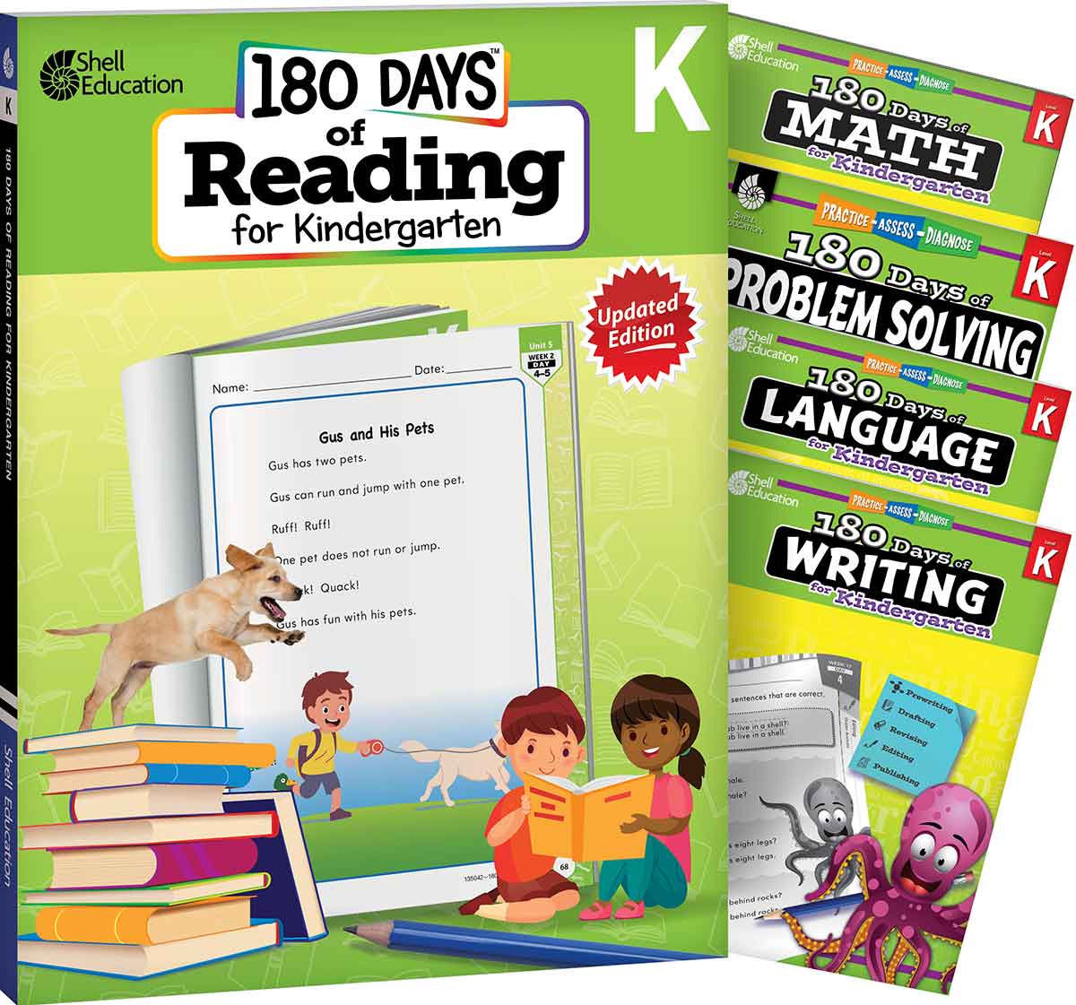 180 Days™: Reading, Math, Language, Writing, & Problem Solving for Kindergarten: 5-Book Set, Practice, Assess, Diagnose