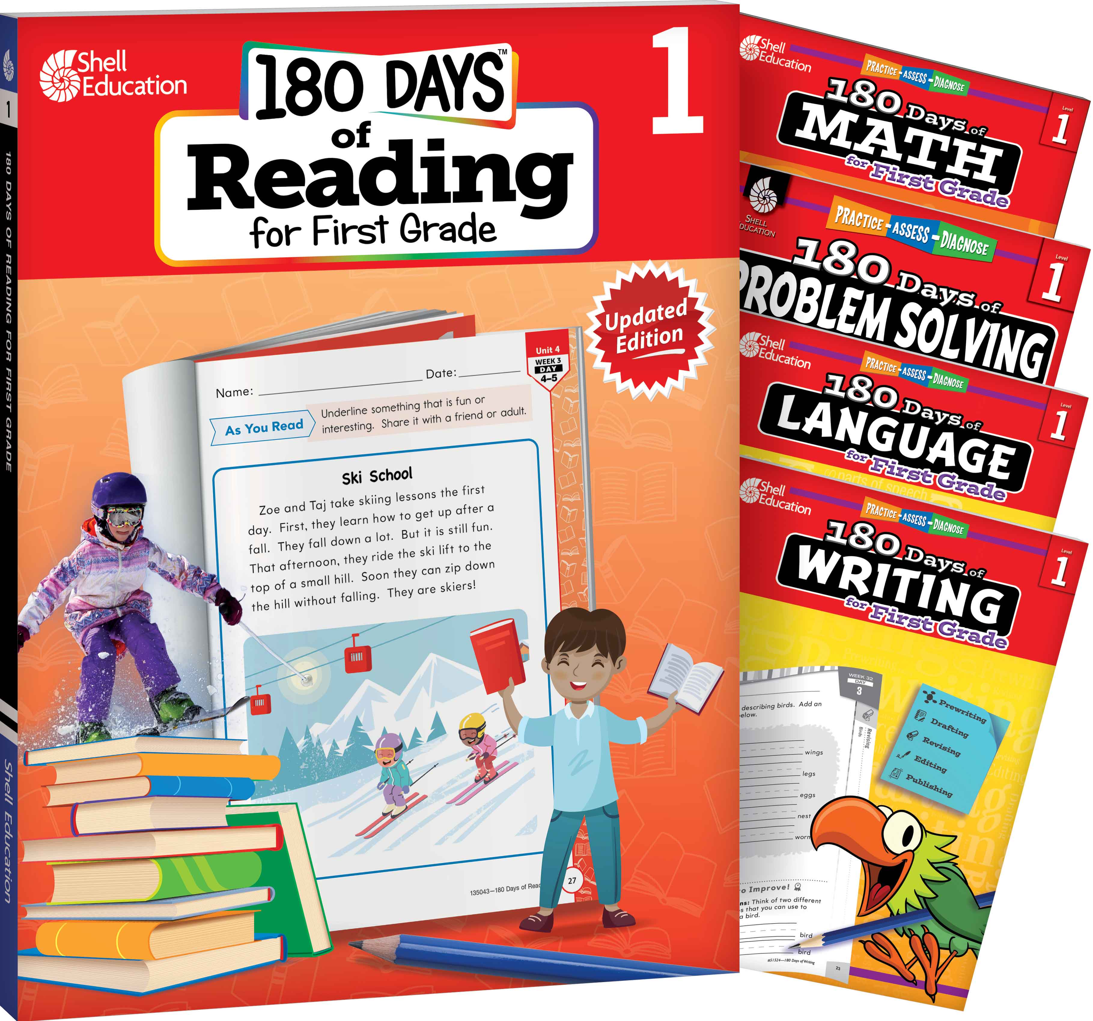 180 Days™: Reading, Math, Language, Writing, & Problem Solving for Grade 1:  5-Book Set, Practice, Assess, Diagnose