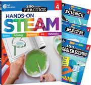 180 Days™: STEAM, Science, Math, & Problem Solving Grade 4: 4-Book Set, Practice, Assess, Diagnose