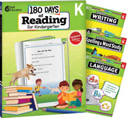 180 Days™: Reading 2nd Ed, Writing, Spelling, & Language Grade K: 4-Book Set, Practice, Assess, Diagnose
