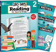180 Days™: Reading 2nd Ed, Writing, Spelling, & Language Grade 2: 4-Book Set, Practice, Assess, Diagnose