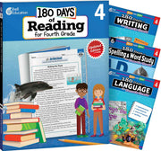 180 Days™: Reading 2nd Ed, Writing, Spelling, & Language Grade 4: 4-Book Set, Practice, Assess, Diagnose