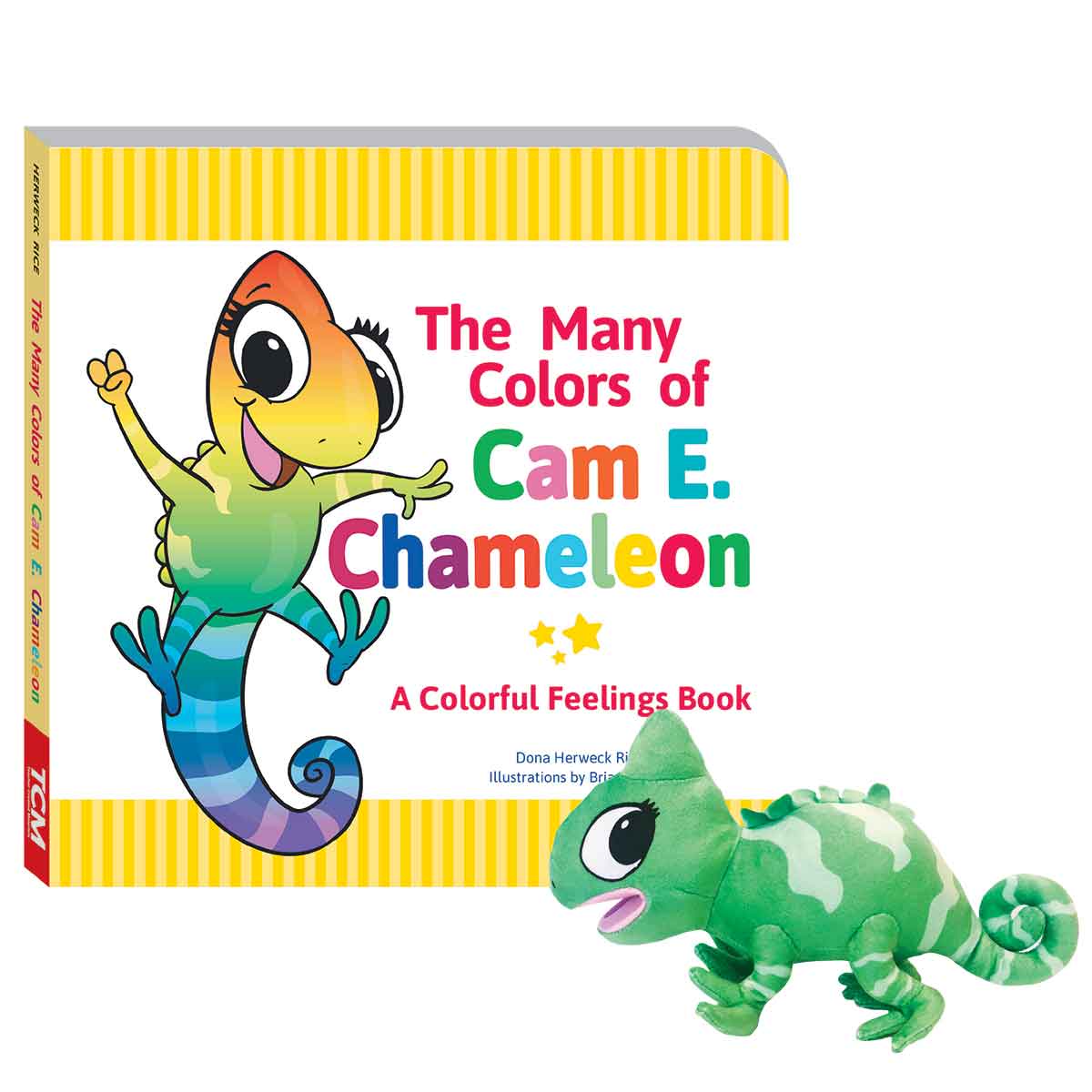 Many Colors of Cam E. Chameleon Board Book & Plush Set
