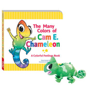 Many Colors of Cam E. Chameleon Board Book & Plush Set