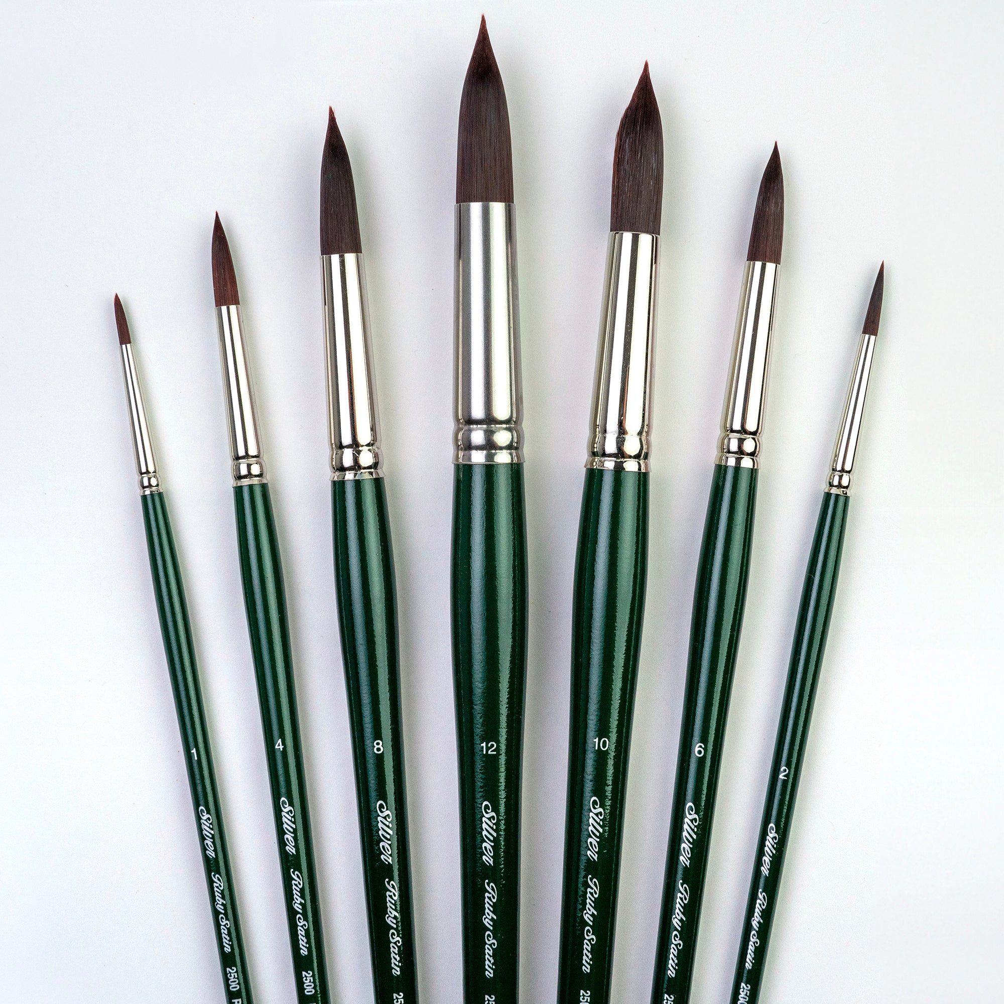 Ruby Satin Long Rounds, 7 Brushes