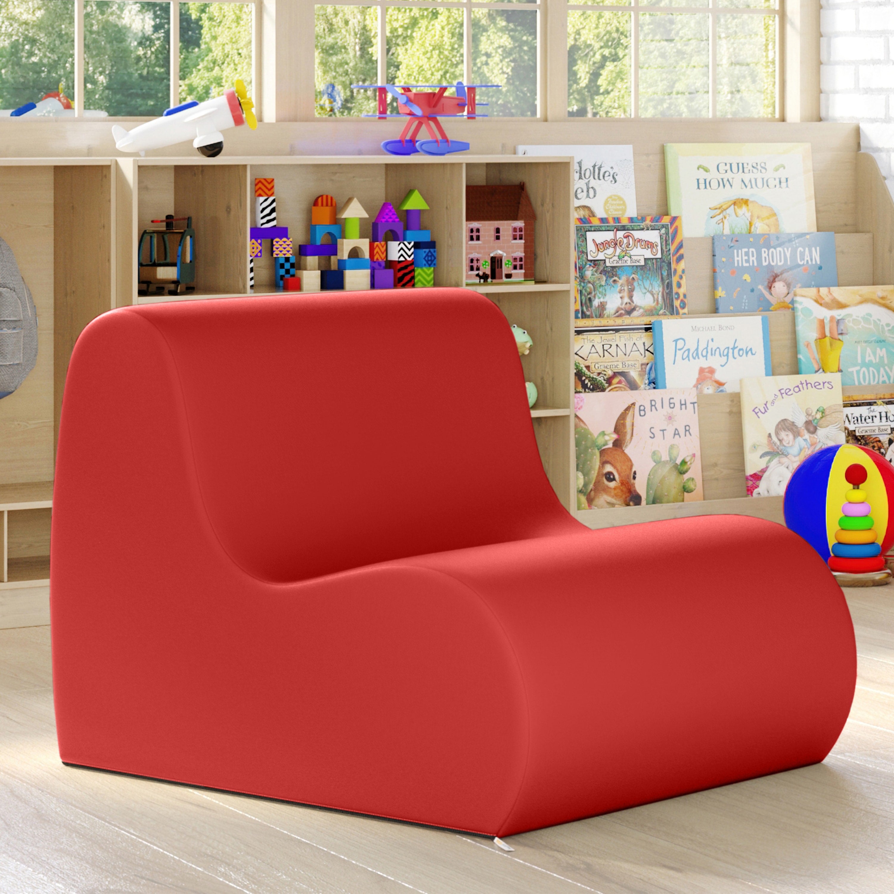 Jaxx Midtown Medium Classroom Soft Foam Chair - Premium Vinyl Cover - Red