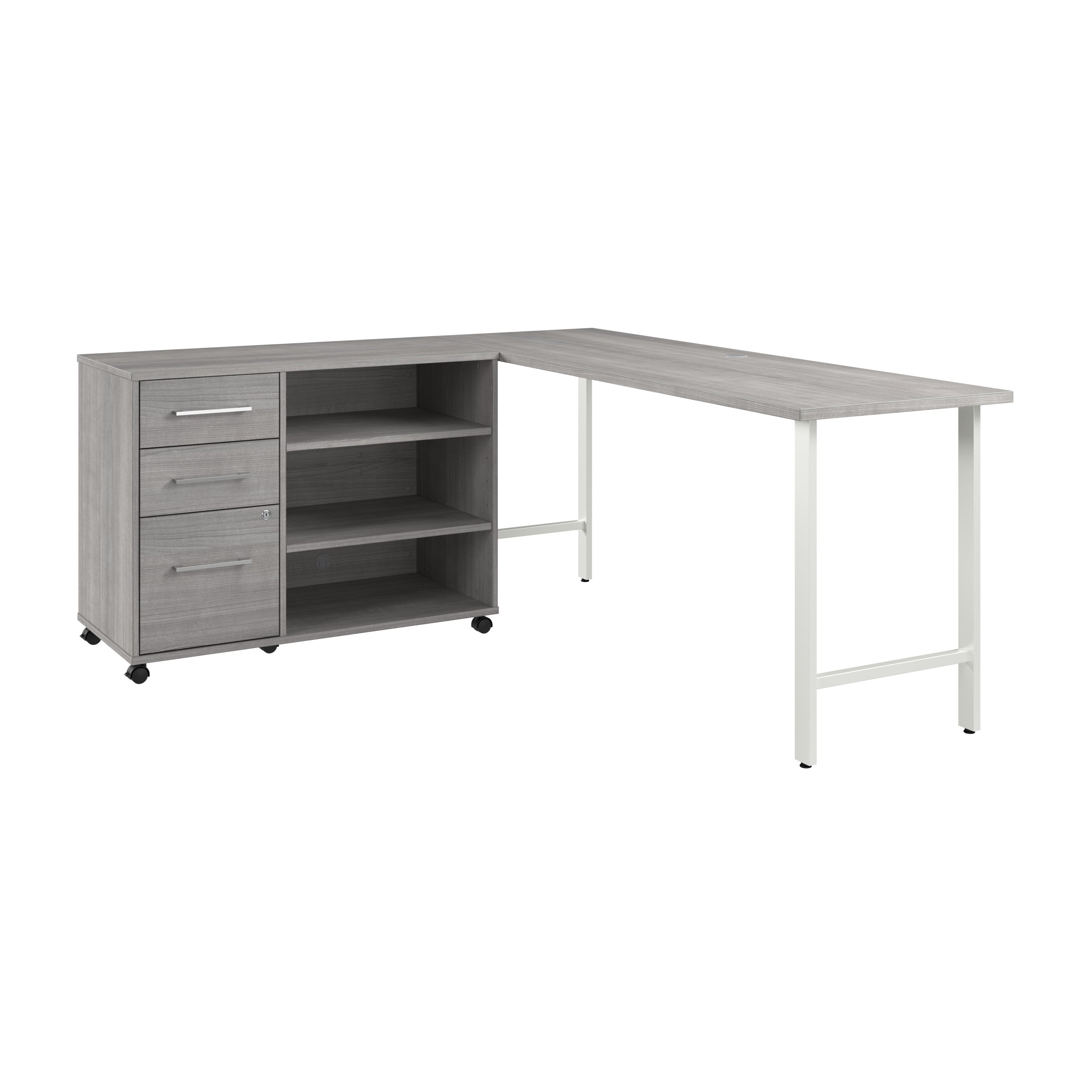 Bush Business Furniture Hustle 72W x 24D Computer Desk and Storage Cabinet with Drawers and Shelves in Platinum Gray - 71.02" Width x 23.34" Depth x 30.07" Height