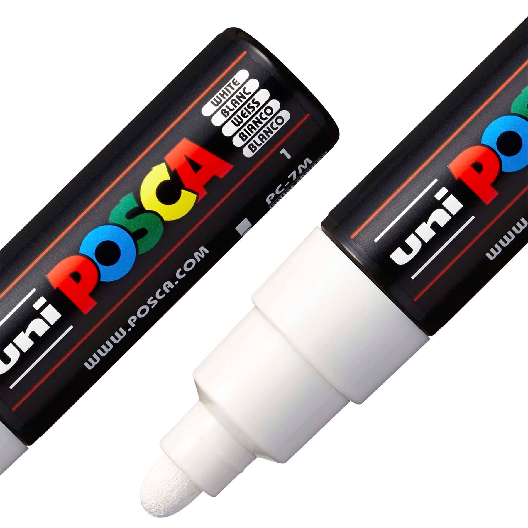 uni® POSCA PC-7M Water-Based Paint Markers, Broad Tip (4.5-5.5mm), White