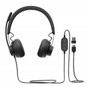 Logitech Zone Wired Noise Cancelling Headset, USB-C with USB-A adapter, graphite