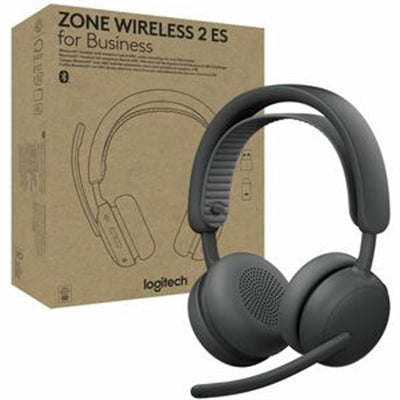 Logitech Zone Wireless 2 ES for Business - Noise-Canceling Wireless Headset with Adaptive Hybrid ANC, Zoom &amp; Google Certified, USB-C &amp; USB-A,Graphite