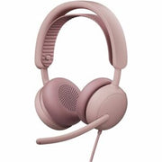 Logitech Zone Wired 2 for Business - Noise-Canceling Headset with Adaptive Hybrid ANC, Microsoft Teams Certified, USB-C with USB-A adapter, Rose